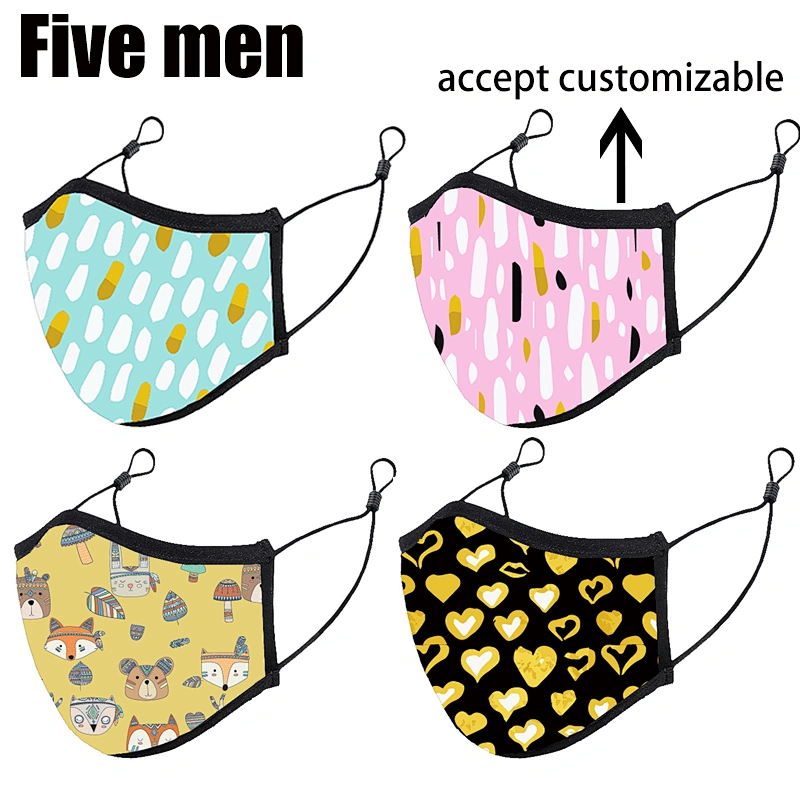 Five men fashionable party custom cloth silver ion reusable kids face cover
