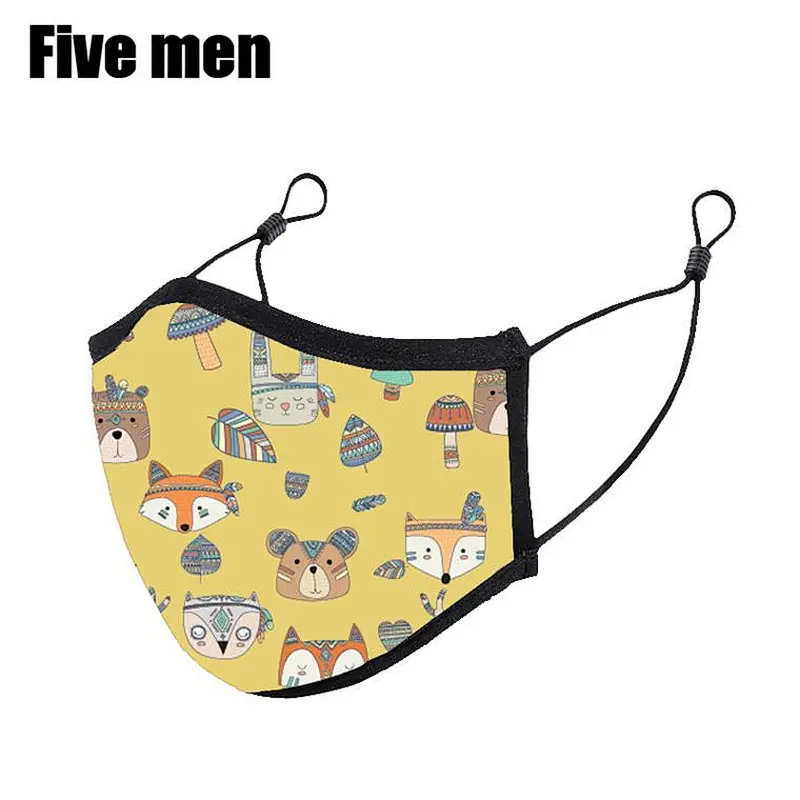 Five Men Child Size Wholesale Comfy Pure Cotton Party Face Cover Silver Ion Reusable Adjustable Protective Face Cover
