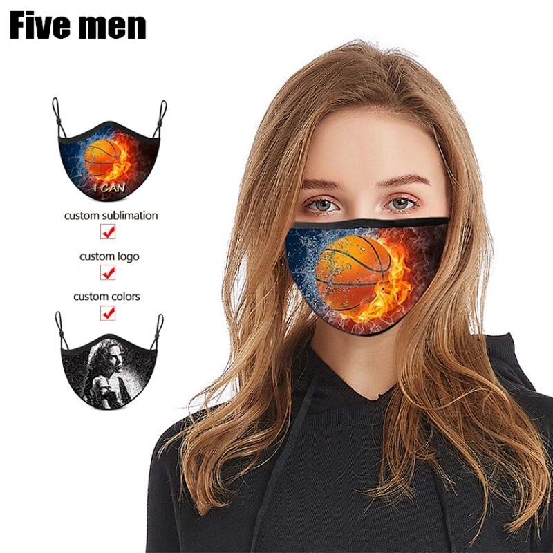 Five men custom reusable good breathable sublimation face cover for party