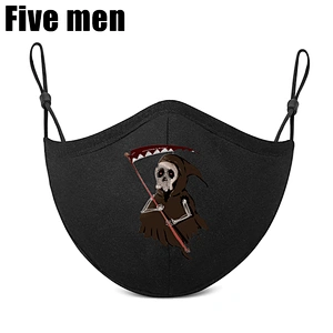 Five Men Wholesale Unisex Breathable Cotton Party Face Cover Silver Ion Personalized Custom Printed Face Cover