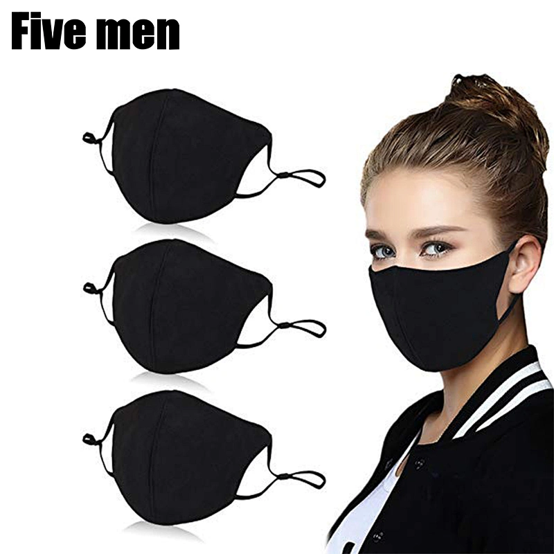 Five men cheap custom printed party reusable black face cover for women