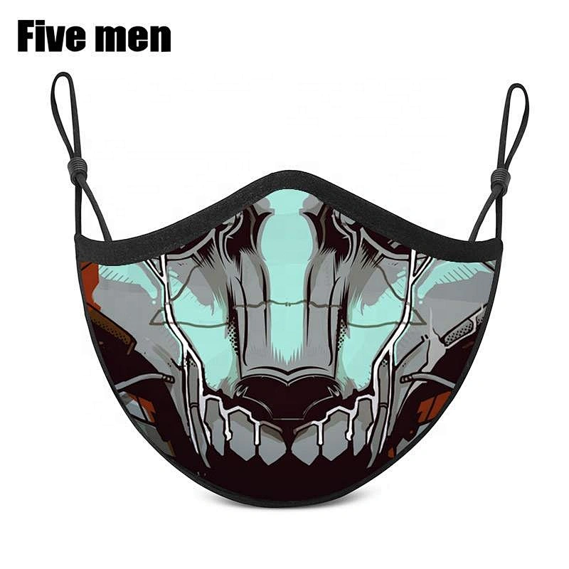 Five men wholesale silver ion party design cotton face cover washable reusable for adult mouth cover