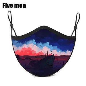 Five Men 100% Soft Cotton Fabric Party Face Cover Silver Ion Wholesale Customized Logo Face Cover