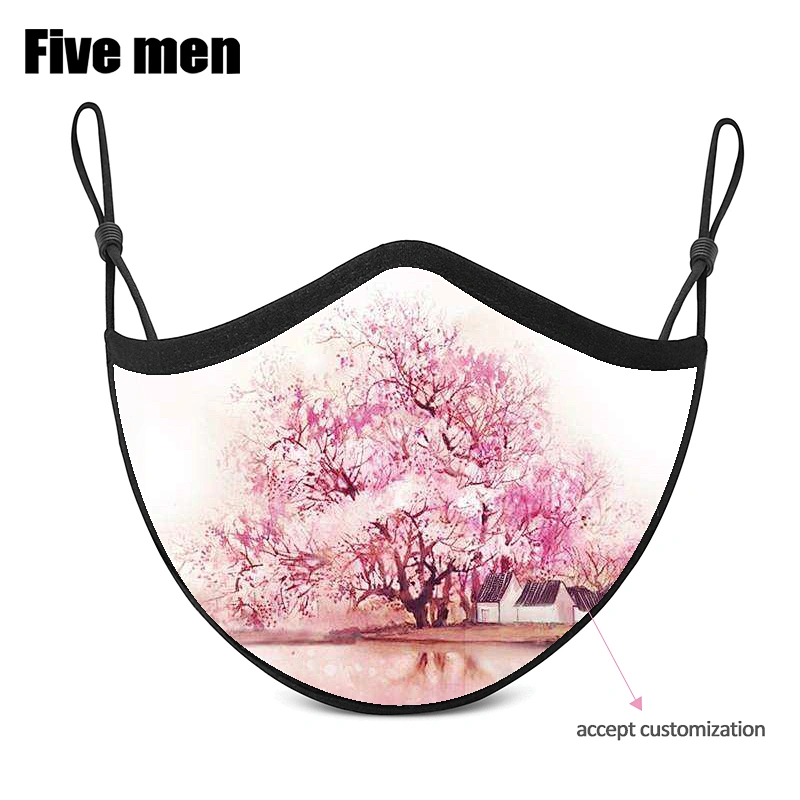 Five men customized logo custom reusable sublimation face cover for kids party