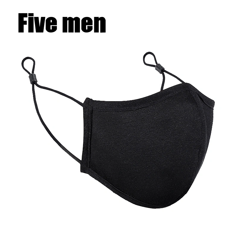 Five men custom logo fashion black cotton silver ion reusable washable party face protection cover