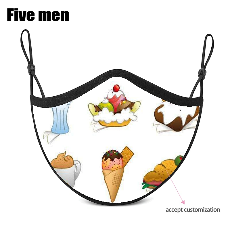 Five men custom washable reusable cotton cloth face cover for kids party