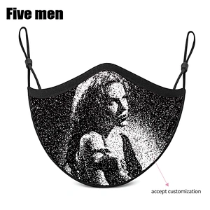 Five men custom wholesale reusable popular printed silver ion cotton face cover