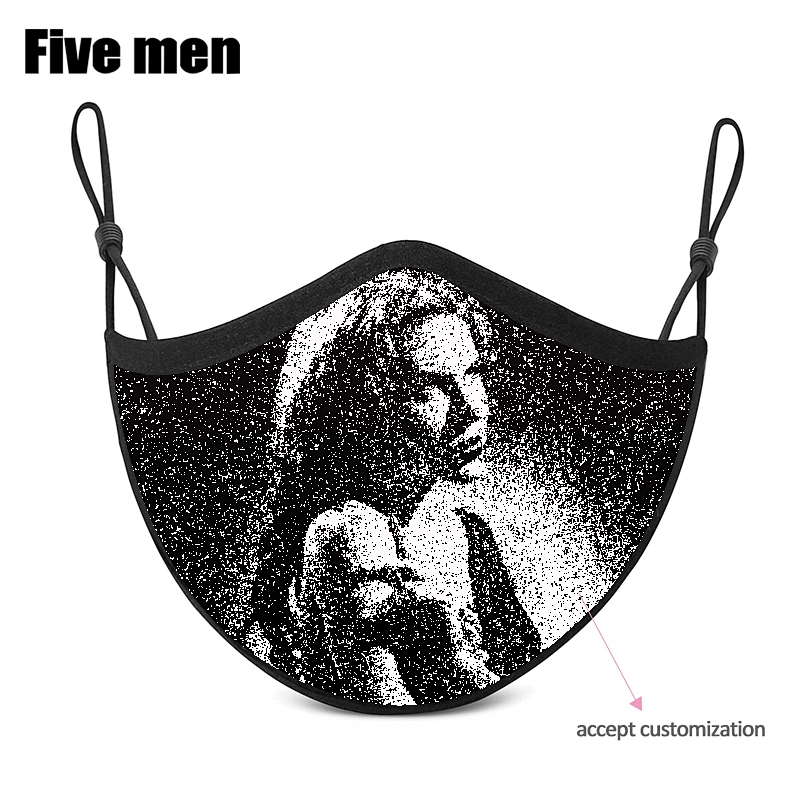Five men custom wholesale reusable popular printed silver ion cotton face cover