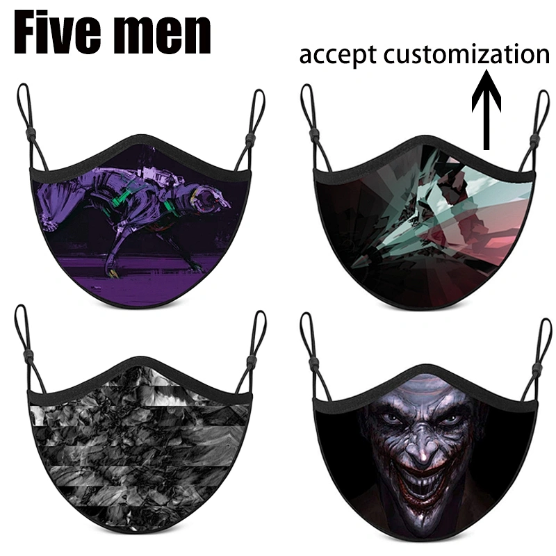 Five men silver ion party personalized color washable face cover with logo