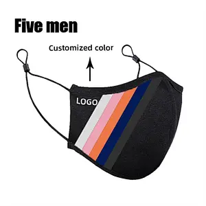 Five men custom logo fashion black cotton silver ion reusable washable party face protection cover