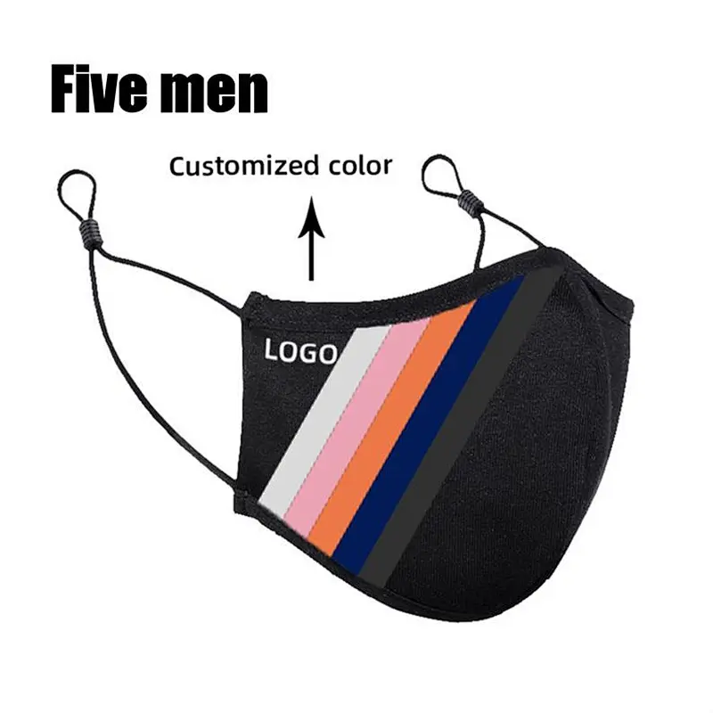 Five men custom logo fashion black cotton silver ion reusable washable party face protection cover