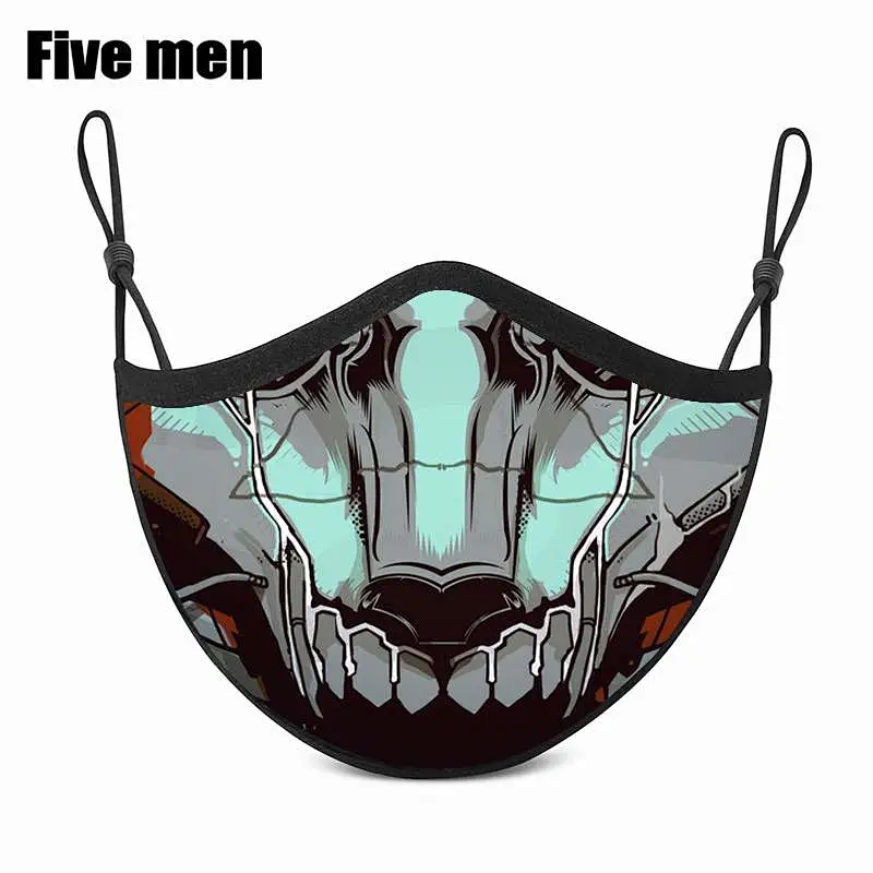 Five Men Wholesale Personalized Custom Logo Party Face Cover Silver Ion Breathable Cotton Fabric Face Cover