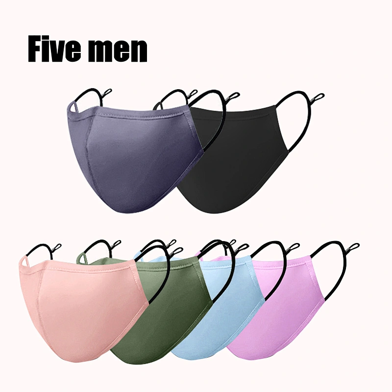 Five men custom fashion high quality cloth silver ion reusable cotton face cover washable
