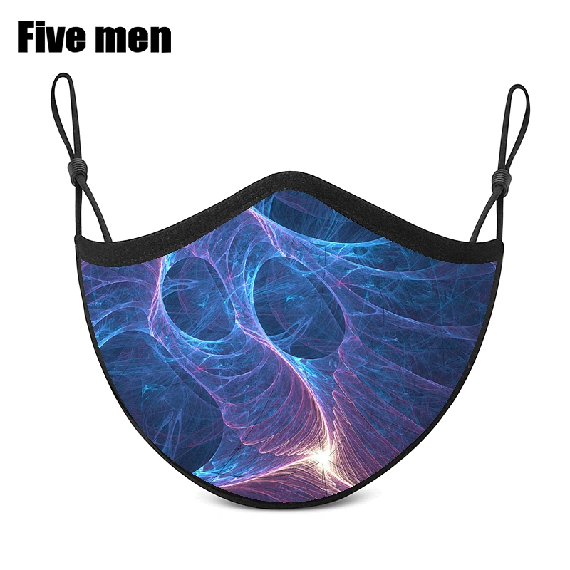 Five Men Wholesale Customized Logo Party Mouth Muffle Silver Ion Washable Breathable Cotton Mouth Muffle