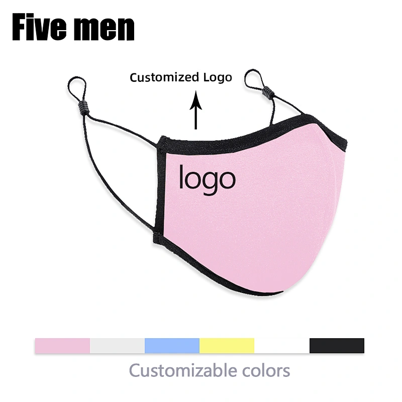 Five men custom silver ion washable reusable yellow face cover for party