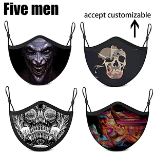 Five men customizable earloop face mouth muffle silver ion fabric party designer face cover