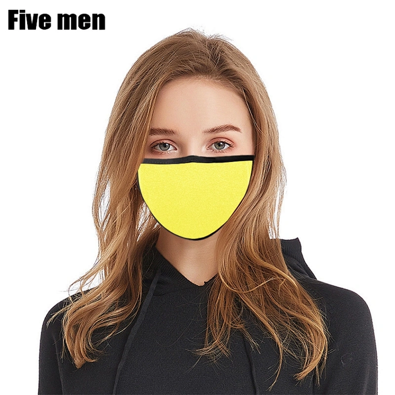 Five men custom silver ion washable reusable yellow face cover for party