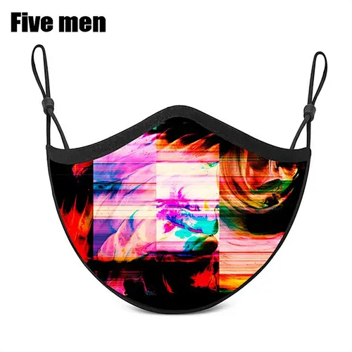 Five Men Printed Fabric Washable Silver Ion High Quality Party Face Cover