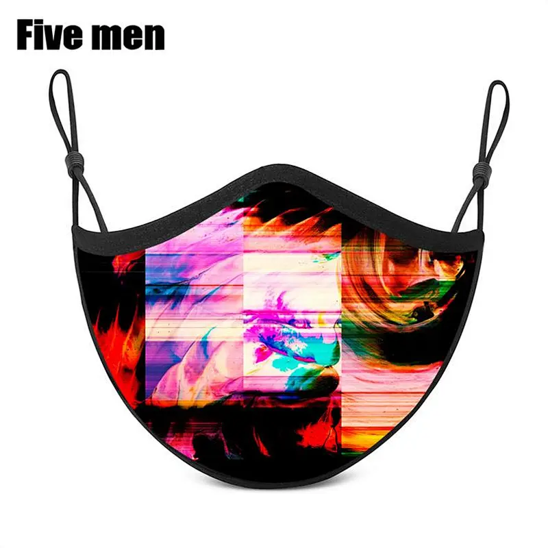 Five Men Printed Fabric Washable Silver Ion High Quality Party Face Cover