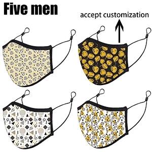 Five men wholesale custom fashion silver ion party adjustable washable face cover kids