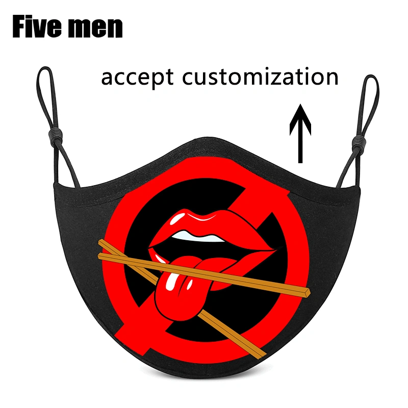 Five men fashion custom silver ion party print earloop face cover cotton