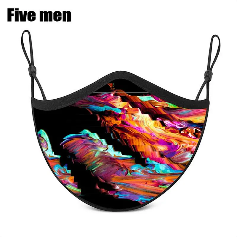 Five Men Black Custom Silver Ion Skin Care Cloth Design Party Face Cover