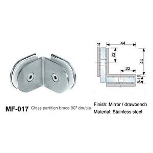 Stainless Steel Glass Partition Brace Double Glass to Glass Clamp