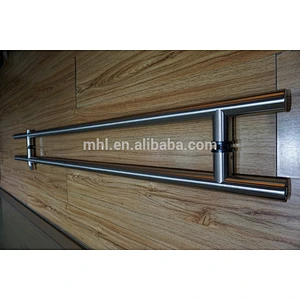 H-Type Stainless Steel Round Bar to Bar Door Pull Handle for Wood & Glass Doors