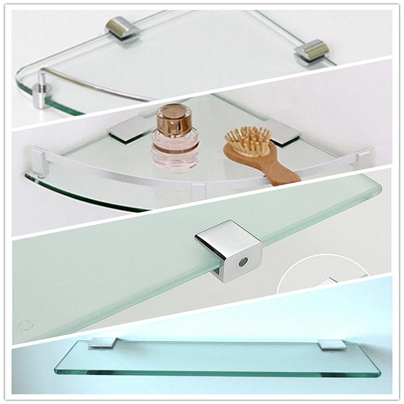 zinc alloy brushed nickel glass shelf clips