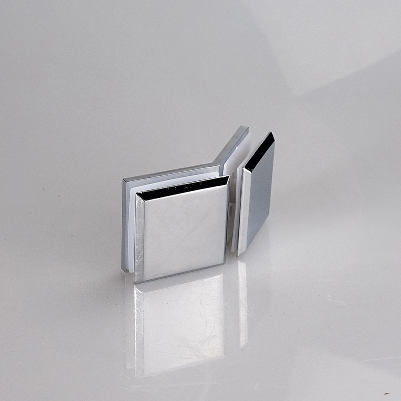 Polished Chrome 90 Degree Brushed Nickel Beveled Style Square Glass Clamp