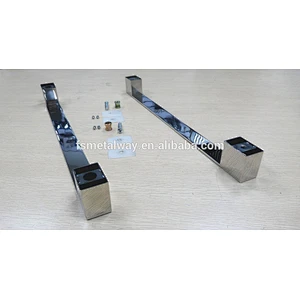 square solid tube stainless steel mirror finish bath glass pull door handle