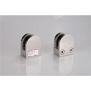Stainless Steel Glass Clips - Round Profile for Square Posts - Mirror Finish
