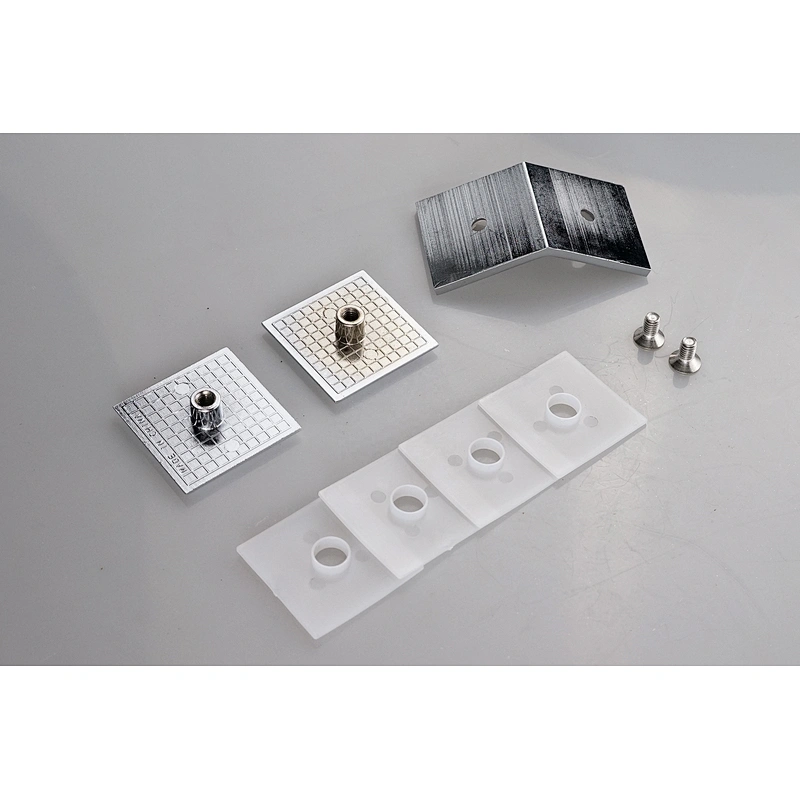 Polished Chrome 90 Degree Brushed Nickel Beveled Style Square Glass Clamp
