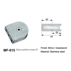 Glass Partition Brace Glass to Glass Stainless Steel Clip