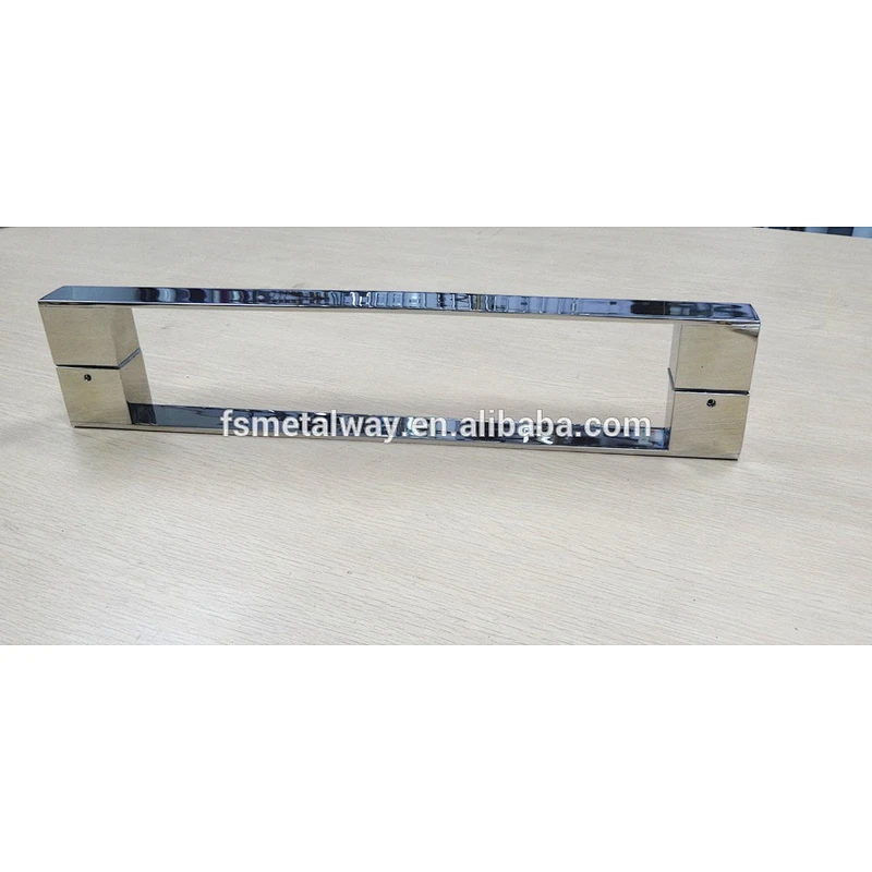 square solid tube stainless steel mirror finish bath glass pull door handle