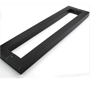 square type black color stainless steel glass door handles