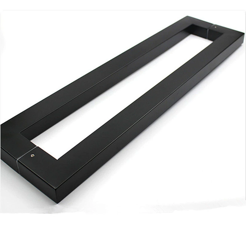 square type black color stainless steel glass door handles