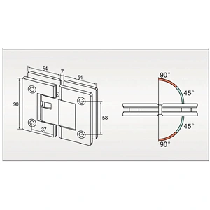 Private Logo Brushed Soft Closing Glass To Wall Shower Door Hinge