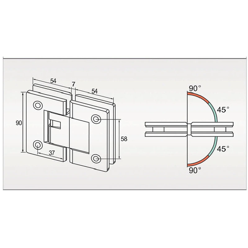 Private Logo Brushed Soft Closing Glass To Wall Shower Door Hinge