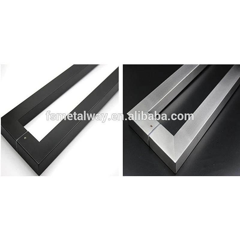 square type black color stainless steel glass door handles