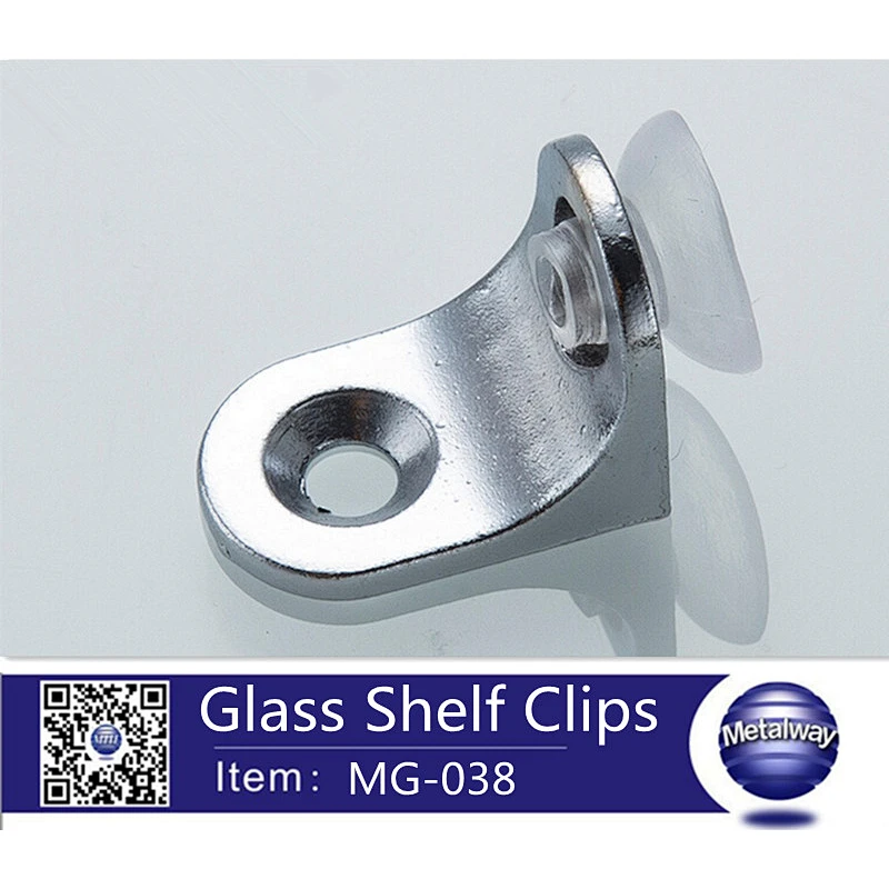 zinc alloy chrome finish glass shelf clips