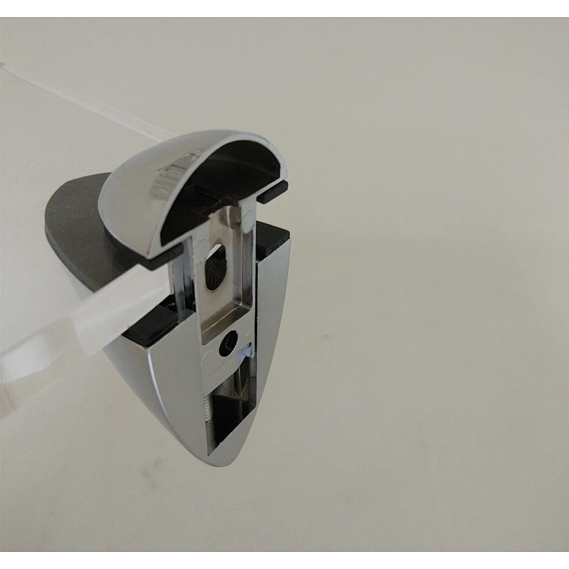 glass holding metal shelf chrome clips