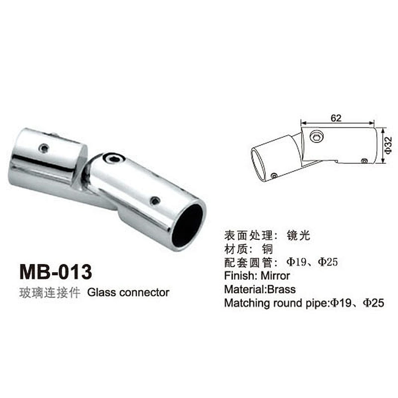90 degree glass tube brass 19mm pipe contactor