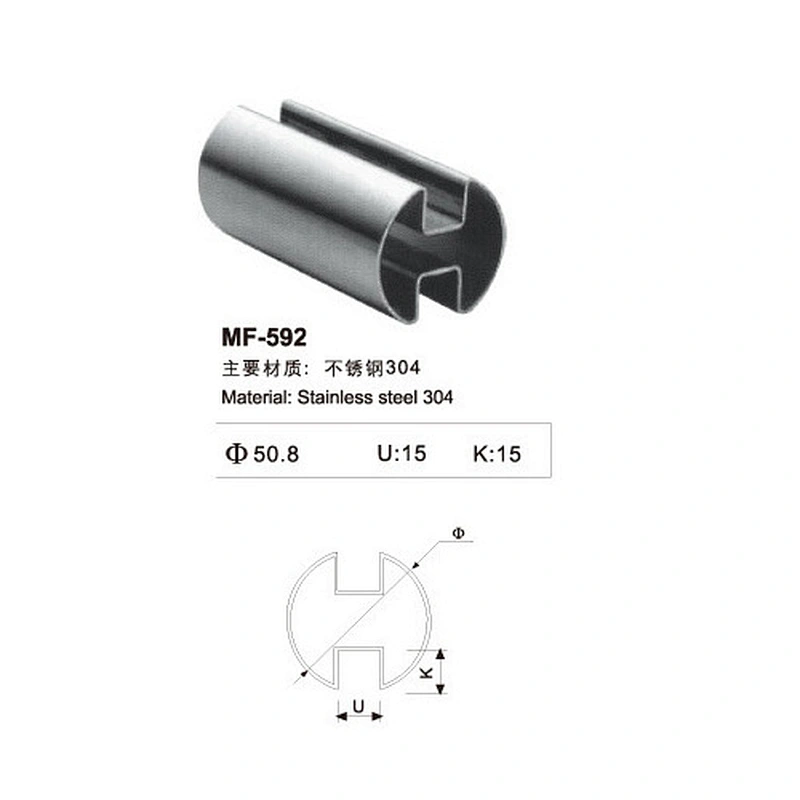 Stainless steel 304 Double Slot Round Tube,handrail tube and stair series
