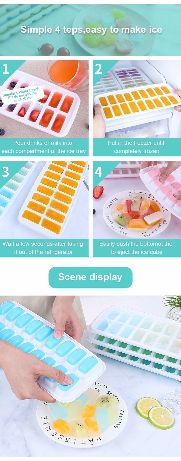 flexible silicone ice cube tray