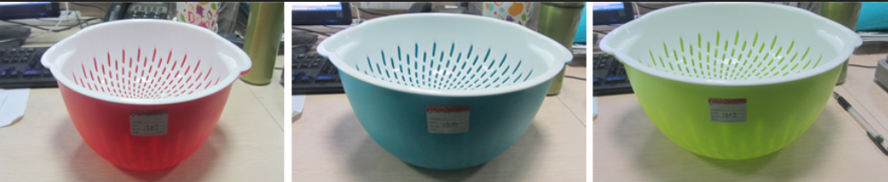 plastic colander and bowl