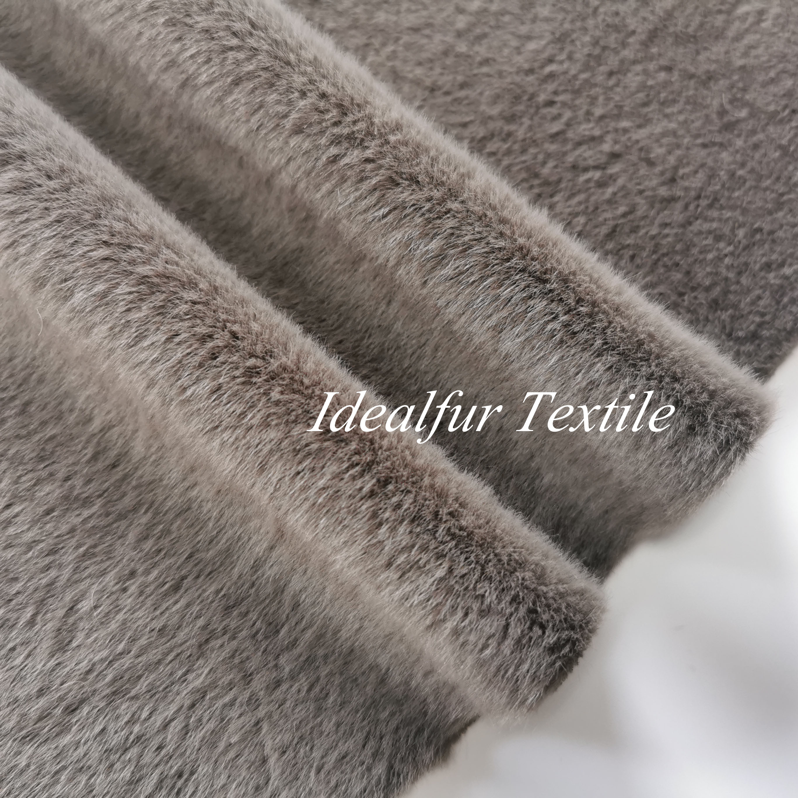 Grey Short Pile Mink Faux Fur Fake Fabric
