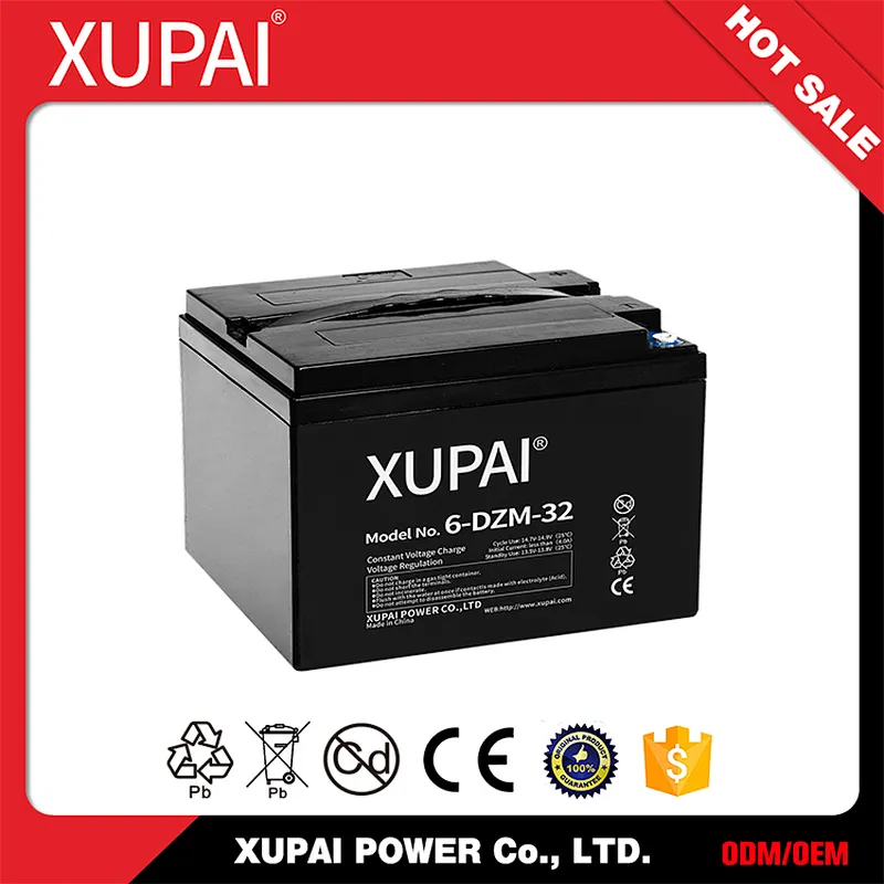 6-DZM-32 Rechargeable Deep Cycle Gel AGM Battery for Electric Bike 12v 32ah