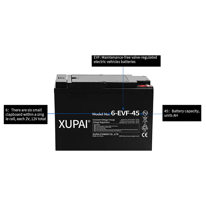 XUPAI E-Vehicles 12V 45AH Battery 6-EVF-45 Batteries