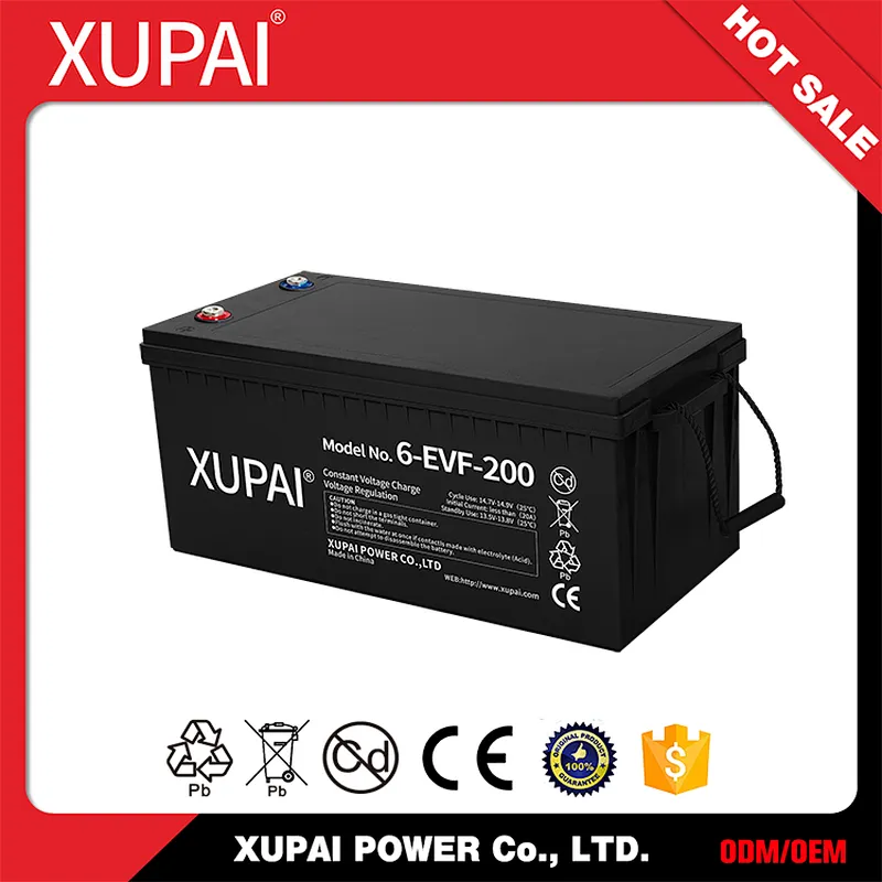 6-EVF-200 XUPAI Lead Acid Battery Pack for Road Car 12V 200AH